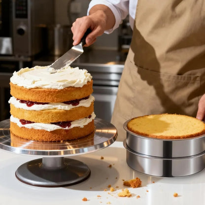 8 Inch Cake Pan Set of 4, Stainless Steel Round, Stackable, Dishwasher Safe