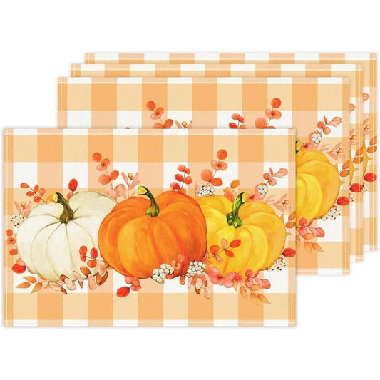 Set of 4 12x18 Inch Autumn Pumpkin Pattern Table Mats