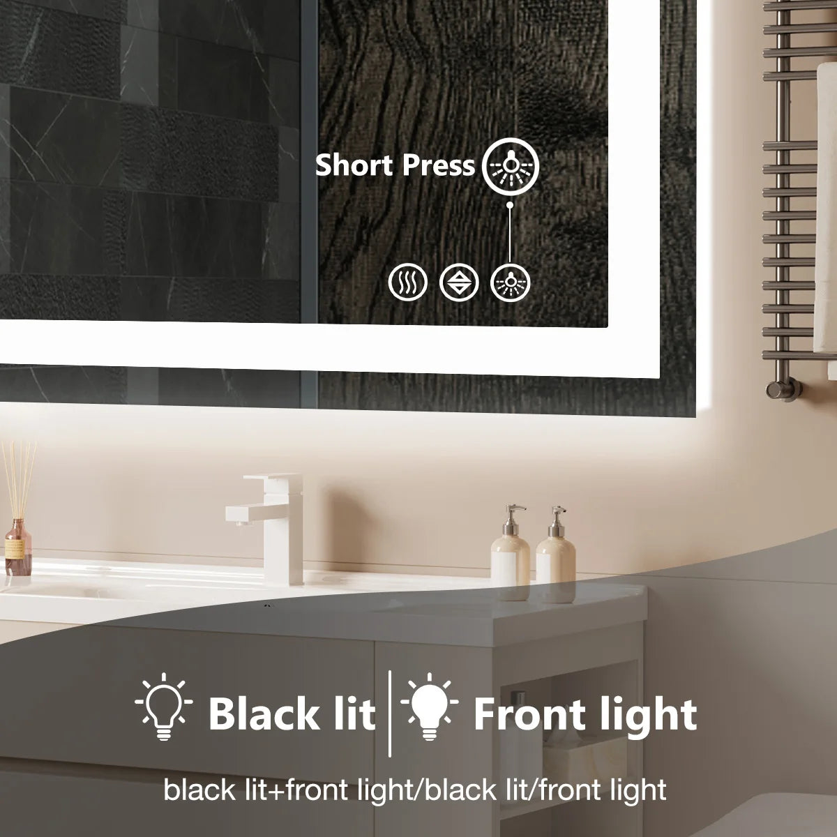 36"x 24"LED Mirror Tempered Glass with Front Light and Backlit