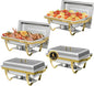 2/4Pack Chafing Dishes, Semi-Gold-Plated Stainless Steel 8QT-9QT Rectangular