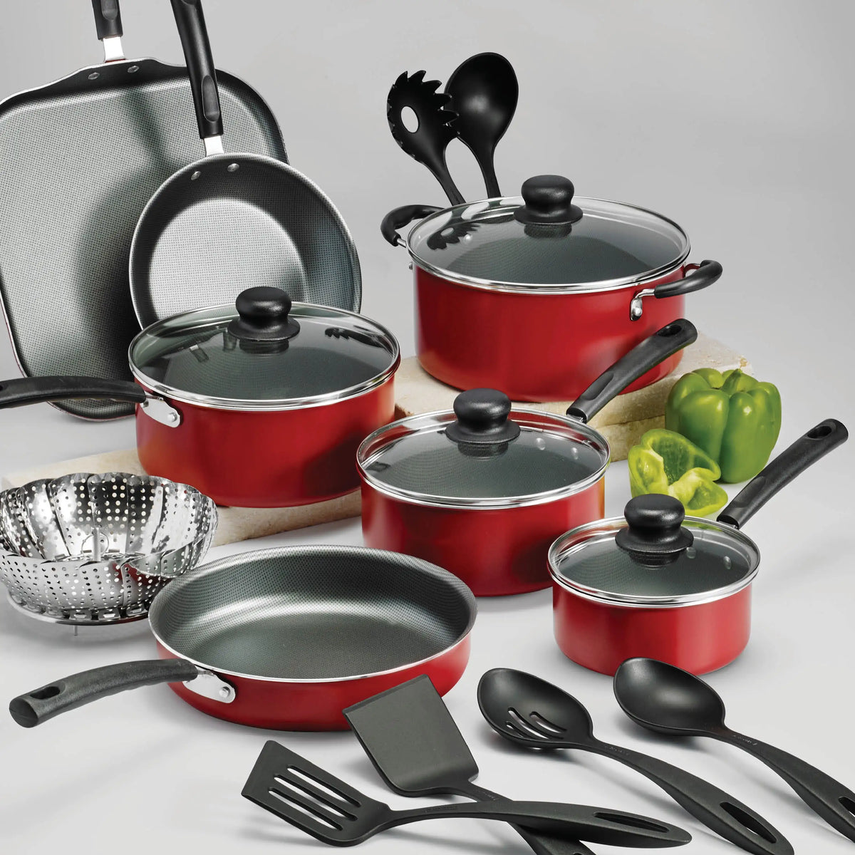 18-Piece Nonstick Cookware Set, Asphalt