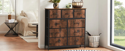 Dresser For Bedroom With 9 Fabric Storage Drawers, Tall Chest Organizer
