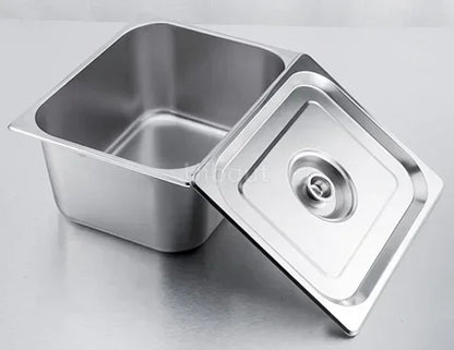 Square pot Kitchen Pans, 304 stainless steel 1/9 1/6 1/4 1/3 Food Chafing pans, Buffet Containers Lid 0.7 mm