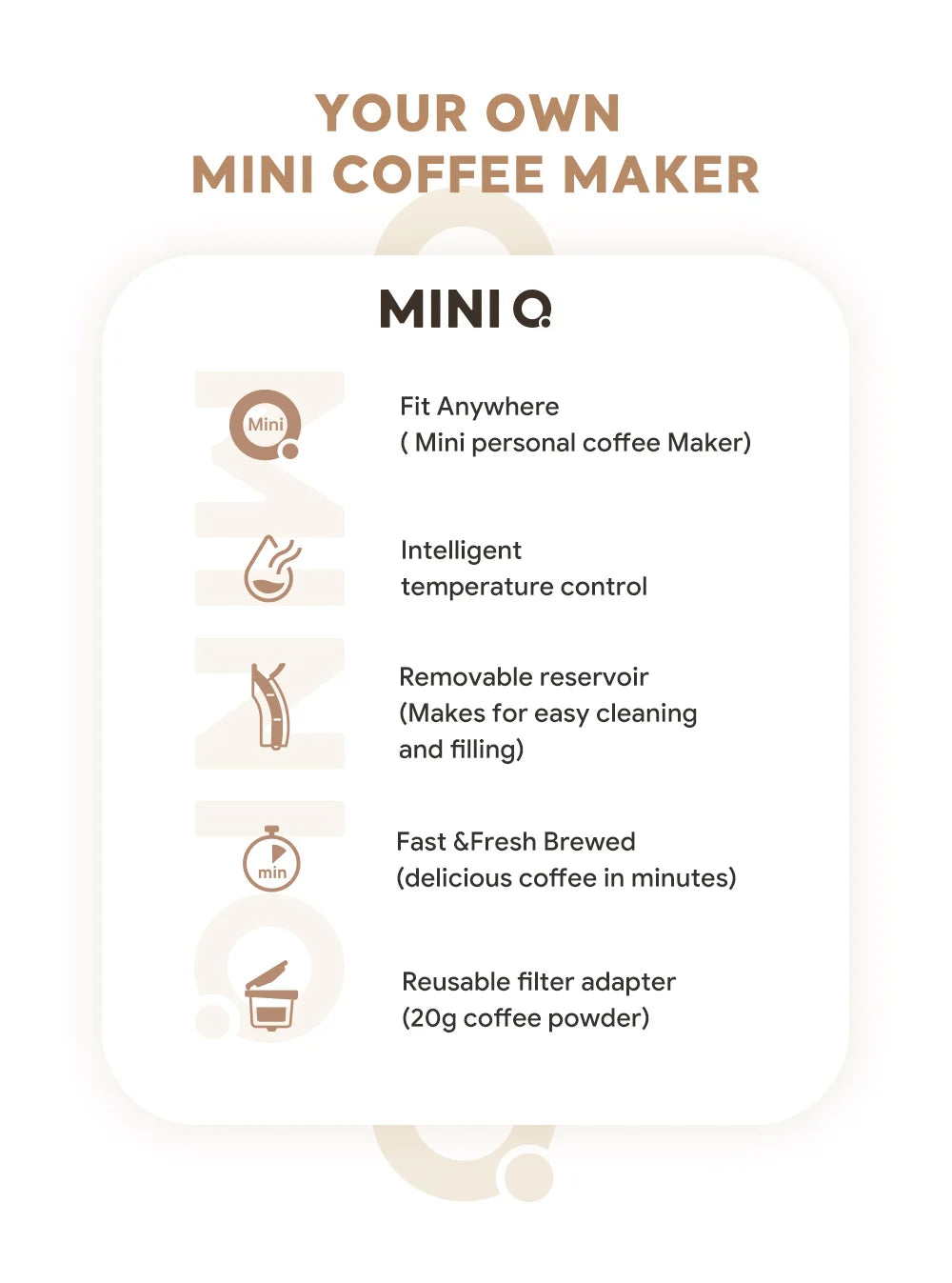 MINI Q Coffee Maker, Portable Machine Compatible with Coffee Powder & Tea
