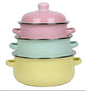 3Pcs Vintage Enamel Stock Pot Set with Lid,34oz/51oz/68oz Retro Flower