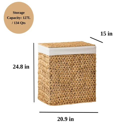 Water Hyacinth Woven Brown Rectangular Laundry Hamper