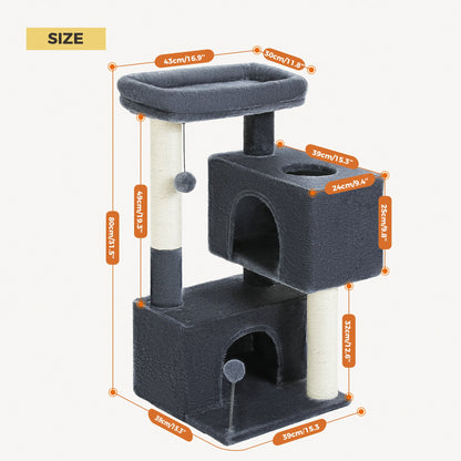 Large Cat Tree for Indoor Cats, Multi-Level Tower with Spacious Condos, Sisal Scratching Pad
