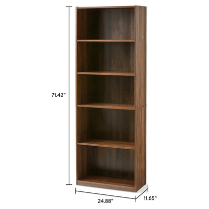 Mainstays 5-Shelf Bookcase with Adjustable Shelves, White