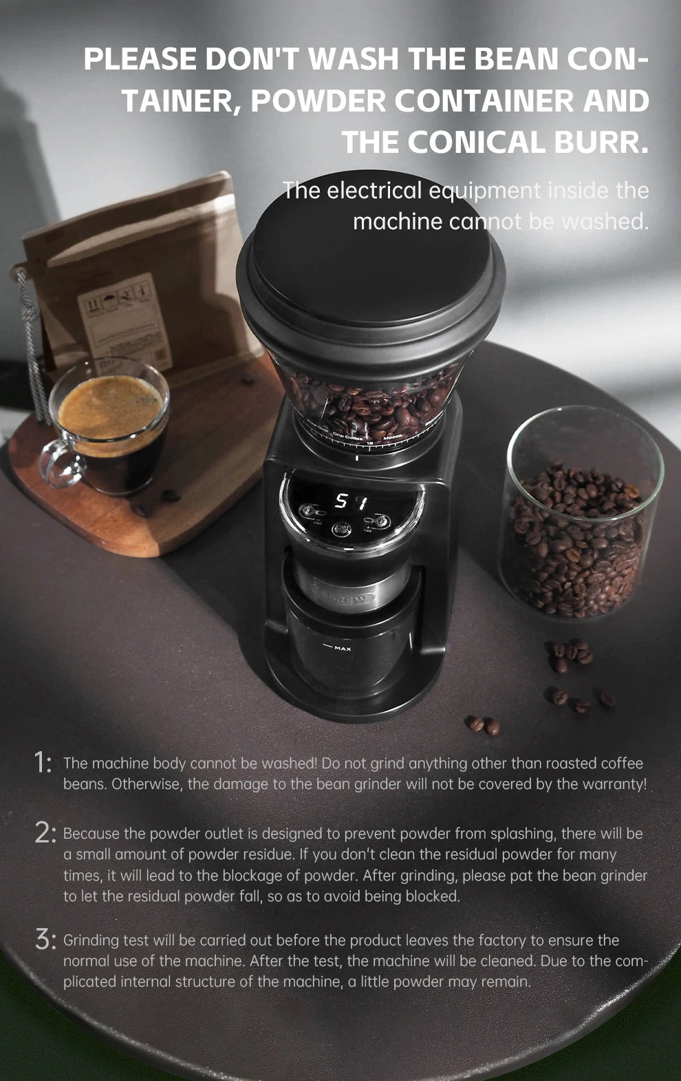 Automatic Burr Mill Electric Coffee Grinder with 34 Gears for Espresso American Coffee Pour Over