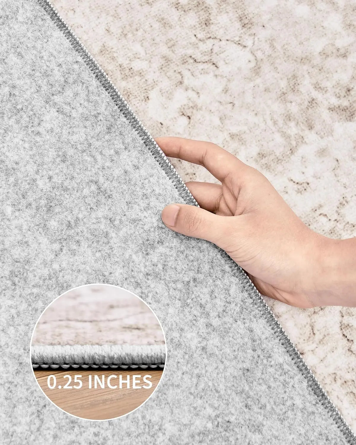 Runner Rug - Washable,  Non-Slip Runner , Beige