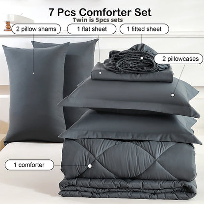 5pcs/7pcs Bedding Sets - Comforter ,Flat Sheet ,Fitted Sheet and Pillowcases