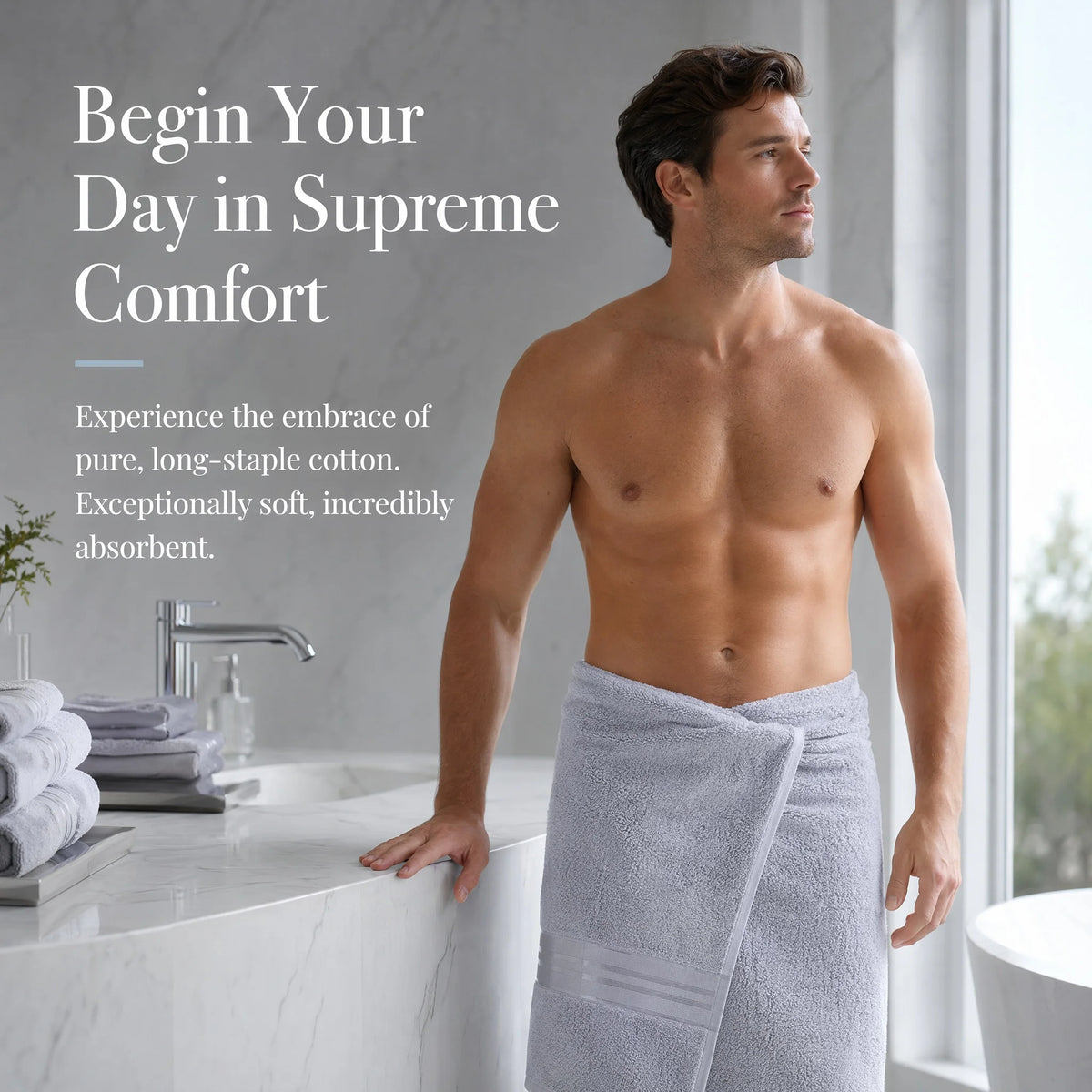 Luxury 6 Piece Towel Set, 2 Bath Towels 2 Hand Towel 2 Washcloths, 100% Cotton Turkish Towels