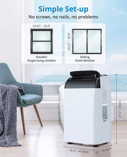 14000 BTU Portable Air Conditioner, 3-In-1 Free Standing Cooling AC Unit With Fan, Dehumidifier, Remote Control, Sleep Mode