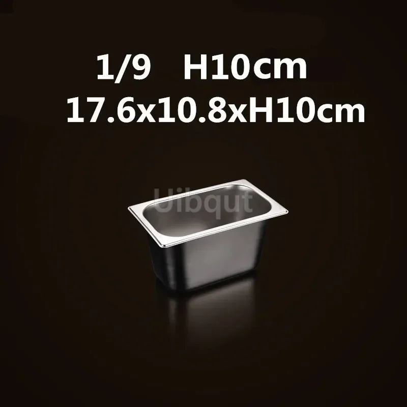 Square pot Kitchen Pans, 304 stainless steel 1/9 1/6 1/4 1/3 Food Chafing pans, Buffet Containers Lid 0.7 mm