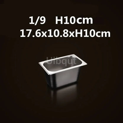 Square pot Kitchen Pans, 304 stainless steel 1/9 1/6 1/4 1/3 Food Chafing pans, Buffet Containers Lid 0.7 mm