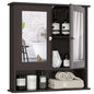 Bathroom Medicine Cabinet With Mirror, Wall Mounted Wooden Organizer With Doors And Shelves