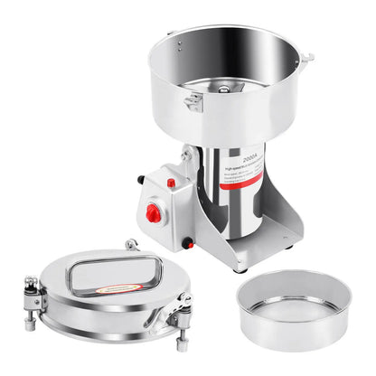 2000G Electric Stainless Steel Grain Mill Grinder, Pulverizer Powder Machine, for Dry Herbs Grains Spices Cereals Coffee Corn