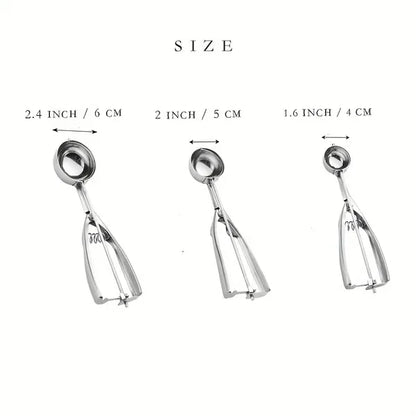 3pcs Stainless Steel Cookie Scoop Set with Trigger Release