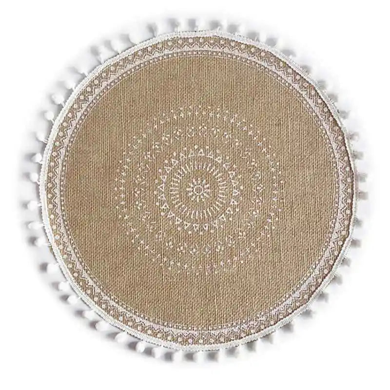 Handmade Cotton Woven Placemats with Boho Rustic Theme with Modern Farmhouse Fringe for Kitchen Dining Table
