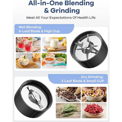 High Speed 900W Personal Blender Grinder Combo with 15 Pieces 4 Portable Cups Recipe