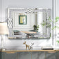 Crushed Diamond Wall Mirror, Rectangular Glass, Silver with Decorative Crystal Frame Edge