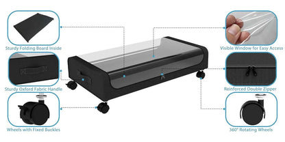 Under Bed Storage With Wheels, 2-Pack 48L Each With Clear Lids & Label,