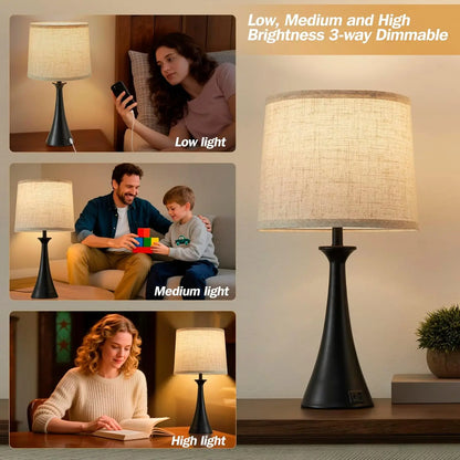 Touch 21" Table Lamps Set of 2 with USB C+A Ports