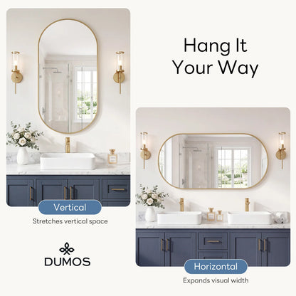 Oval Wall Mirror with Metal Frame,Tempered Glass