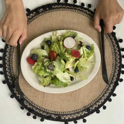 Handmade Cotton Woven Placemats with Boho Rustic Theme with Modern Farmhouse Fringe for Kitchen Dining Table