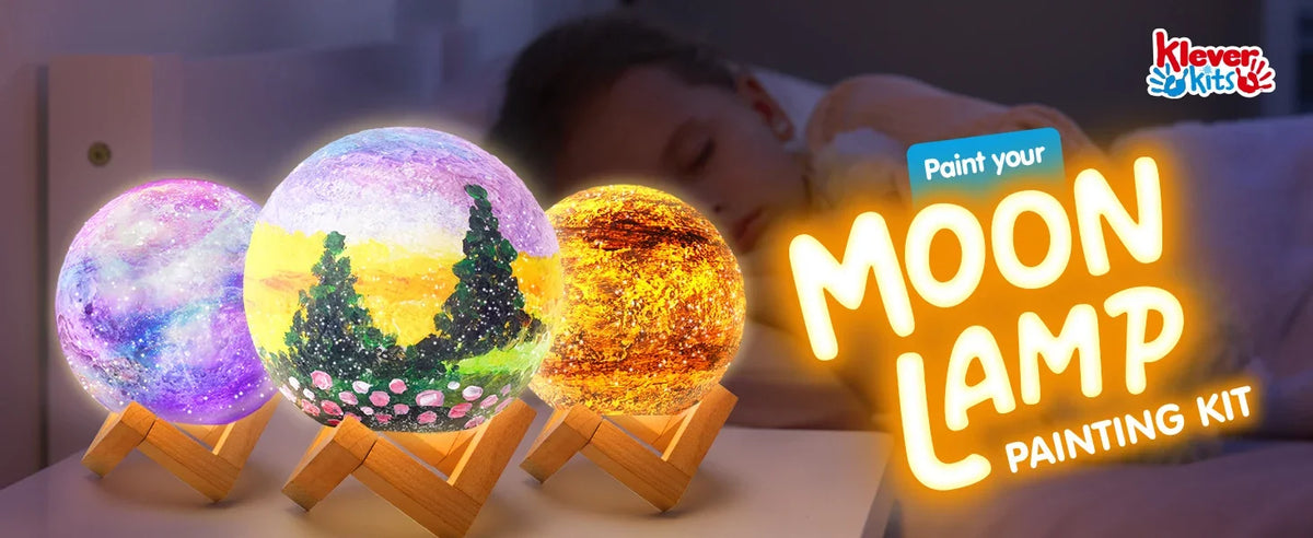 DIY 3D Moon Night Light For Kids, Paint Your Own Moon Lamp Kit, Galaxy Lamp Arts and Crafts Kit