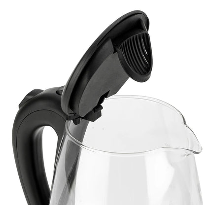 110V 1200W 1.8L Electric Glass Kettle, US Plug, Borosilicate Glass, Blue LED Auto Shut Off 360 Rotation Base