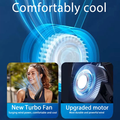 Portable Neck Fan, Rechargeable Bladeless and Wearable with 4 Speeds, 66 Vents