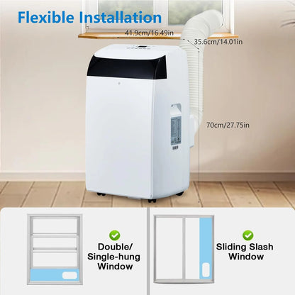 14000 BTU Portable Air Conditioner, 3-In-1 Free Standing Cooling AC Unit With Fan, Dehumidifier, Remote Control, Sleep Mode