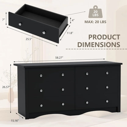 Dresser for Bedroom with 6 Drawers