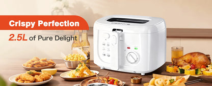 1600W Electric Deep Fryer with Adjustable Temperature Control, 84.54oz Non-Stick Basket & Viewing Window, Removable Lid