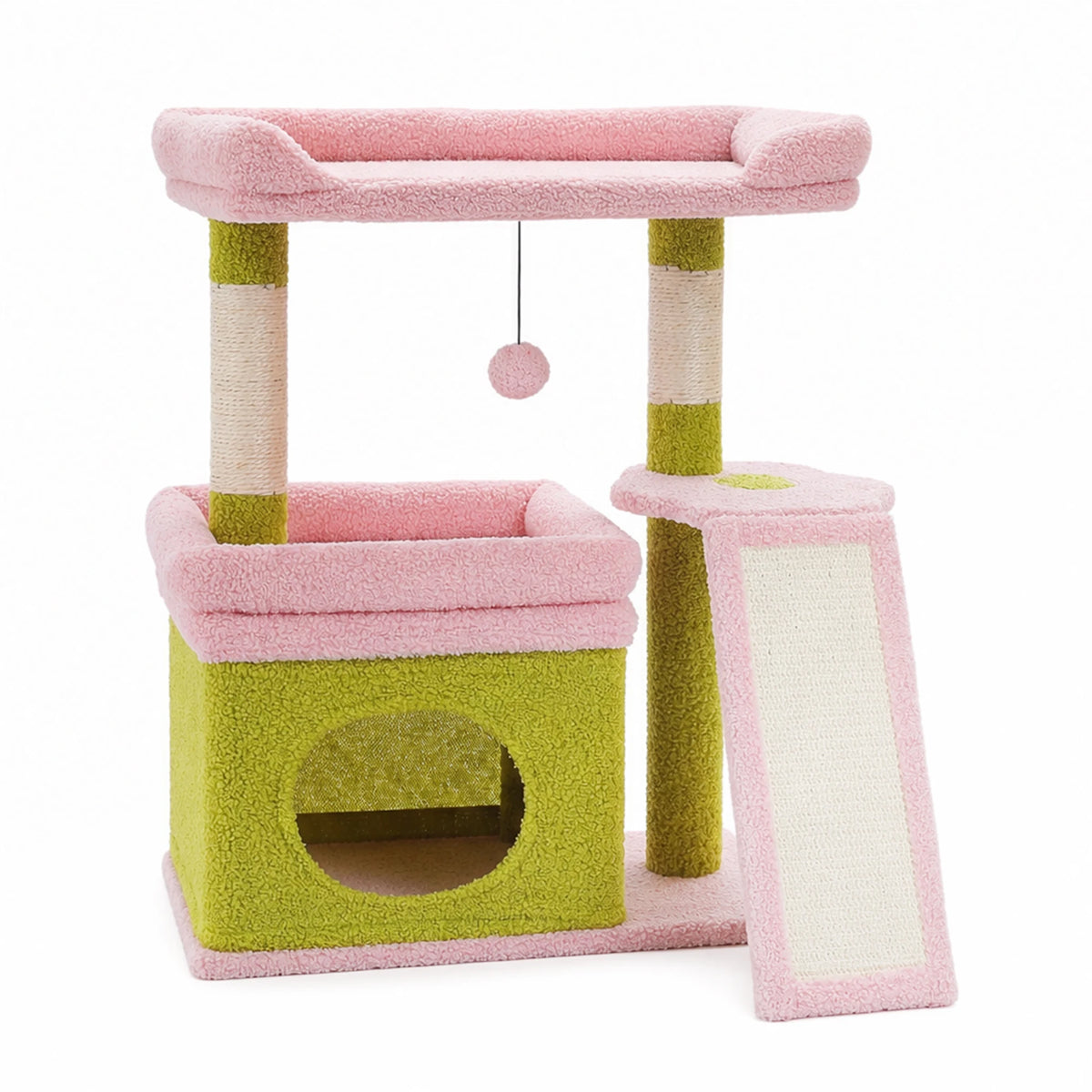 Small Cat Tree for Indoor Cat, Tower with Sisal Scratching Post and Pad, Wide Top Perch