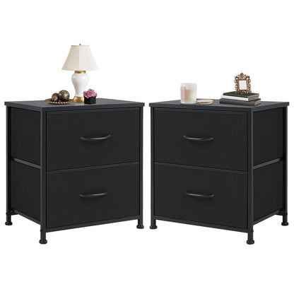 Nightstand, Table Storage For Bedroom 2 Fabric Drawers