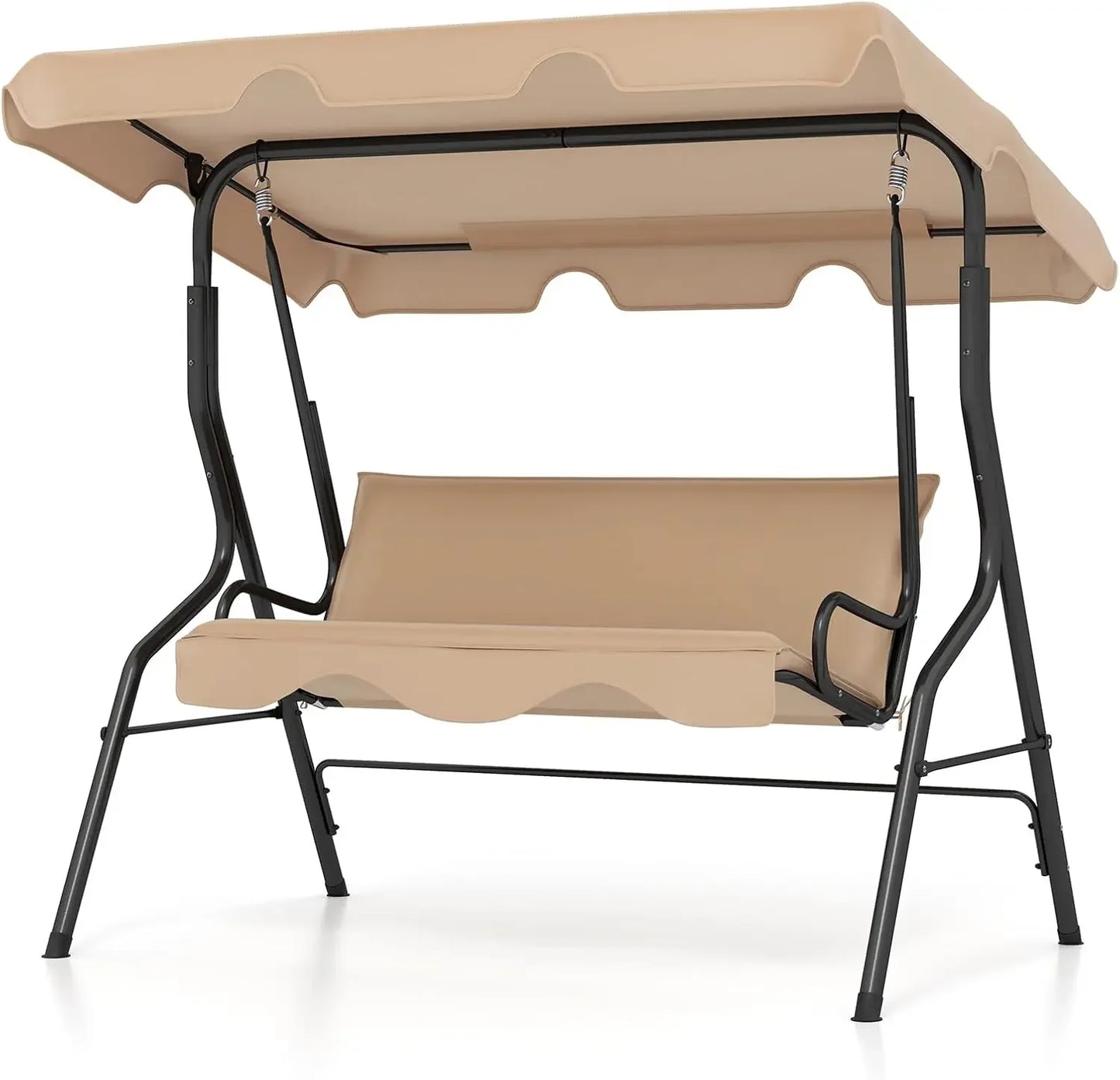 3 Person Porch Swing, with Removable Cushions and Powder Coated Steel Frame, with Canopy
