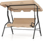 3 Person Porch Swing, with Removable Cushions and Powder Coated Steel Frame, with Canopy