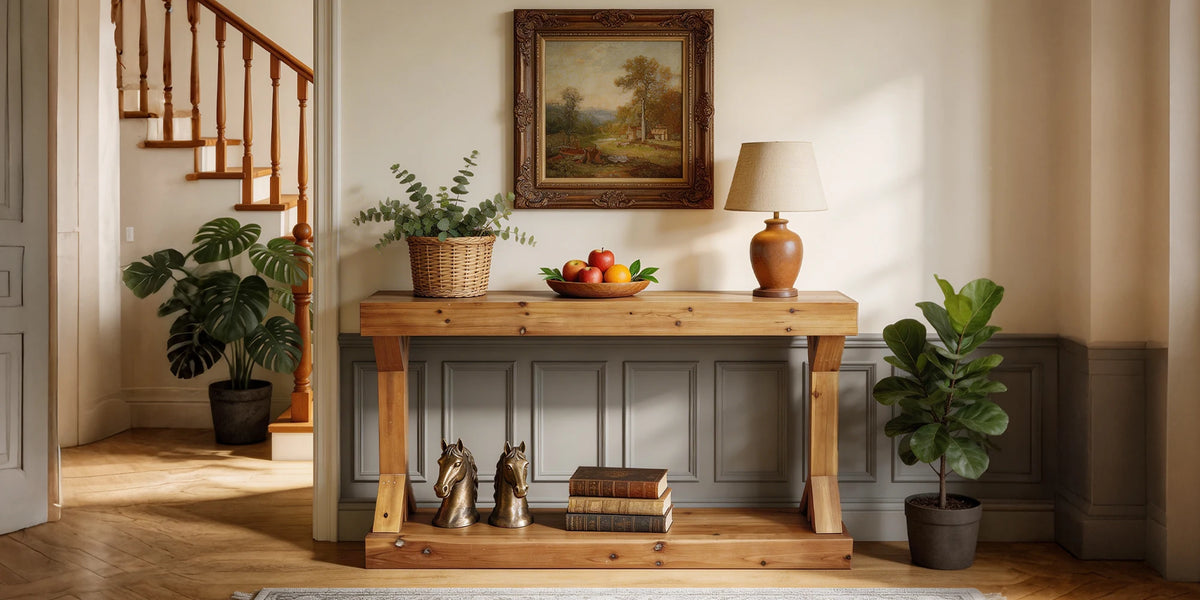 120cm Solid Wood Console Table, Farmhouse Entryway Table, Rectangular Couch Tables, Behind Sofa Accent Tables for Hallway ,Living Room