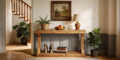 120cm Solid Wood Console Table, Farmhouse Entryway Table, Rectangular Couch Tables, Behind Sofa Accent Tables for Hallway ,Living Room