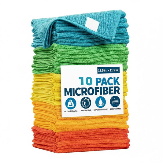 10-Pack Multi-Color Absorbent Microfiber Kitchen Cleaning Towel
