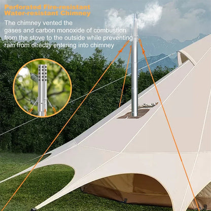 Hot Tent  Wood Burning Stove, Portable with 6 Stainless Chimney Pipes for Outdoor Heating & Cooking