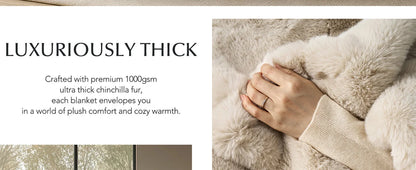 Faux Chinchilla Fur Throw Blanket, 60"x80", Birch Mink