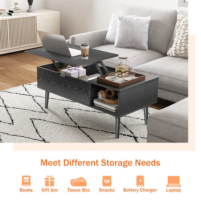 Lift Top Coffee Tables For Living Room, 39.37"x19.7" Wood, Adjustable Storage Shelf, Easy Lift Or Lower