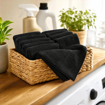 Heavy Duty Microfiber Cleaning Towels, 10 Pack, 25x25cm, Ultra Soft & Highly Absorbent, Dry & Wet Use, Streak-Free Cleaning