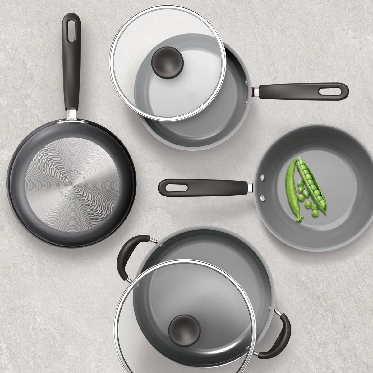18-Piece Nonstick Cookware Set, Asphalt
