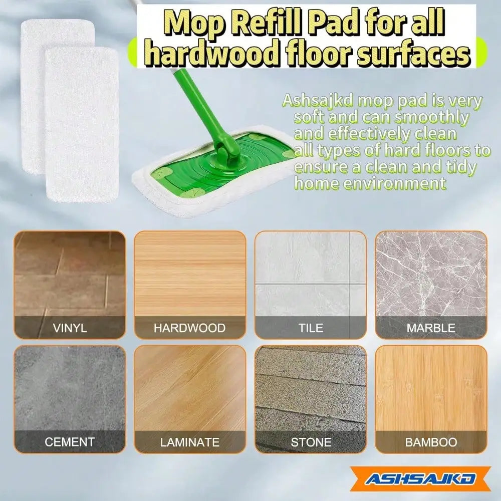 Reusable Microfiber Mop Refill Pads, 4 Pack Washable Strong Absorption For Dry And Wet Mopping, Fits 10-12 Inch Sweeper Mops