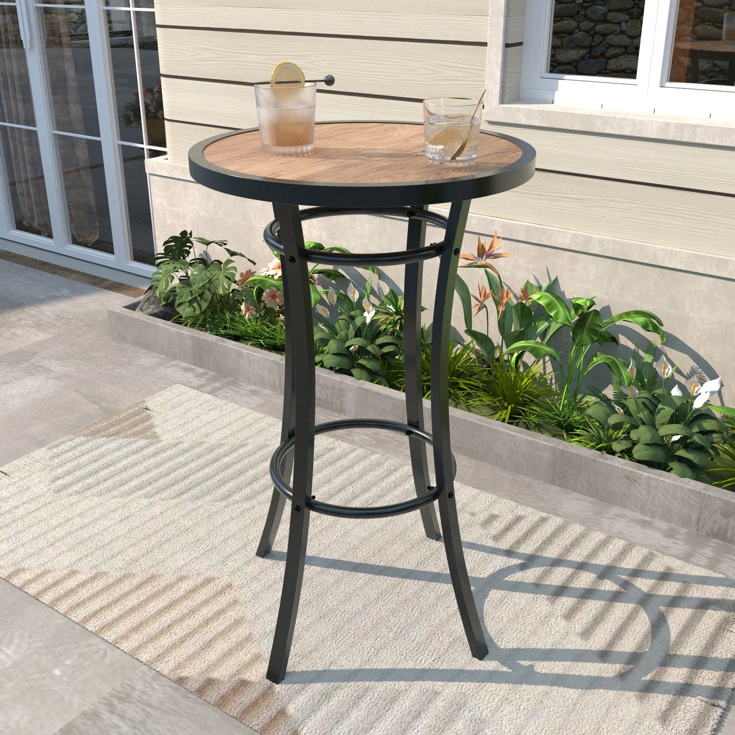 Outdoor Bar Height Bistro Table, 40-Inch Patio Bar Table for Bistro Dining