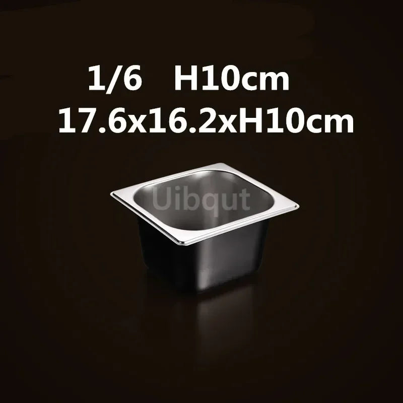 Square pot Kitchen Pans, 304 stainless steel 1/9 1/6 1/4 1/3 Food Chafing pans, Buffet Containers Lid 0.7 mm